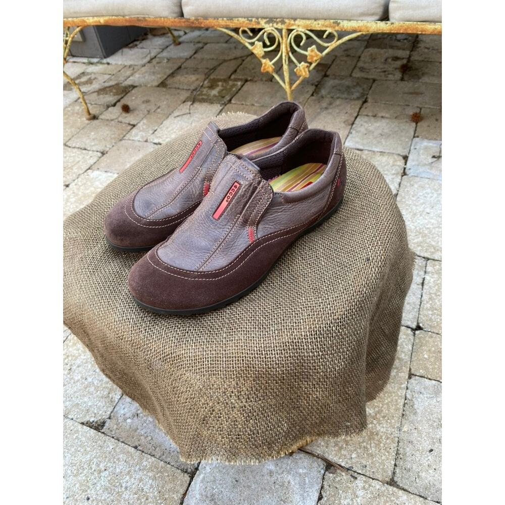 Brown Leather & Suede ECCO JUMP Damen Slipper Shoes (Women's EU 39 | US 8/8.5)
